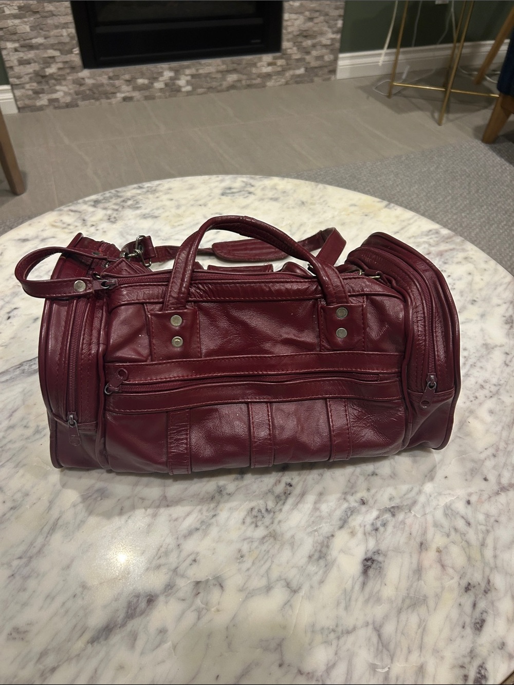 Vintage Burgundy hand crafted 100% Leather Duffel Bag